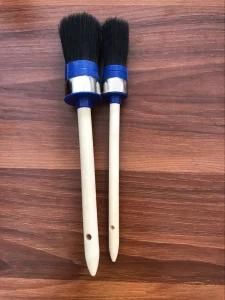 Black PP Filaments Round Brush with Long Wooden Handle