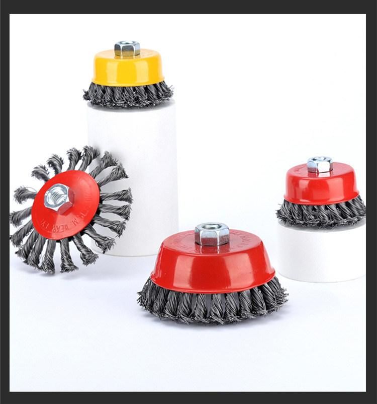 Multi-Size Copper Twisted Wire Wheel Brush Bowl Type Grinding and Derusting Brush Polishing Wheel Angle Grinder Steel Wire Brush