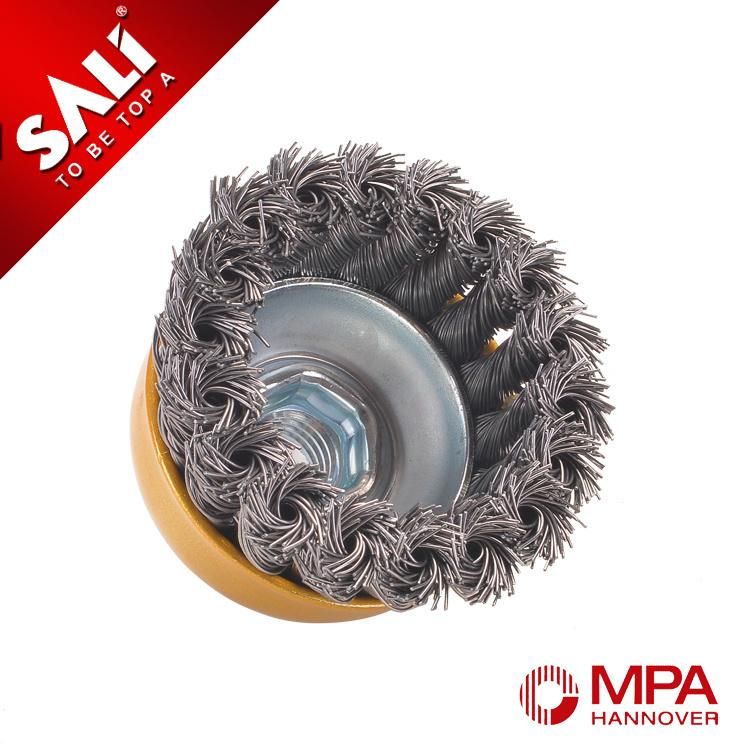 Heavy-Duty Golden High Quality Knotted Tempered Steel Wire Cup brush