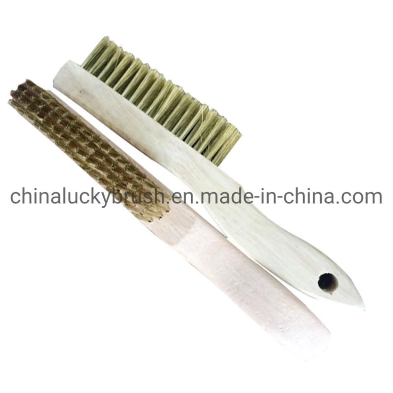Brass Coated Steel Wire Knife Brush /Hardware Tool Plastic Handle Steel Wire Brush (YY-850)