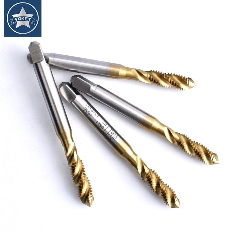 Hsse-M35 Needle Thread with Tin Spiral Fluted Tap Sm 3/32 1/8 9/64 11/64 3/16 13/64 15/64 1/4 9/32 3/8 Machine Thread Screw Tap