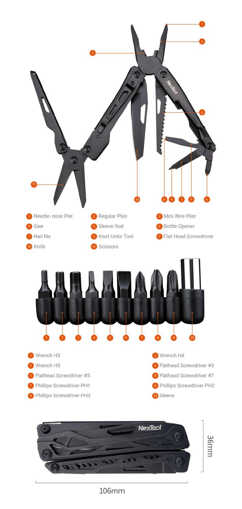 Nextool New Design Outdoor Portable Pliers Multitool with Bottle Opener