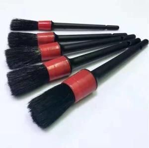 Auto Cleaning Long Hair Black Red Brush Set Boar Hair Car Detailing Brush for Interior Exteror Leather