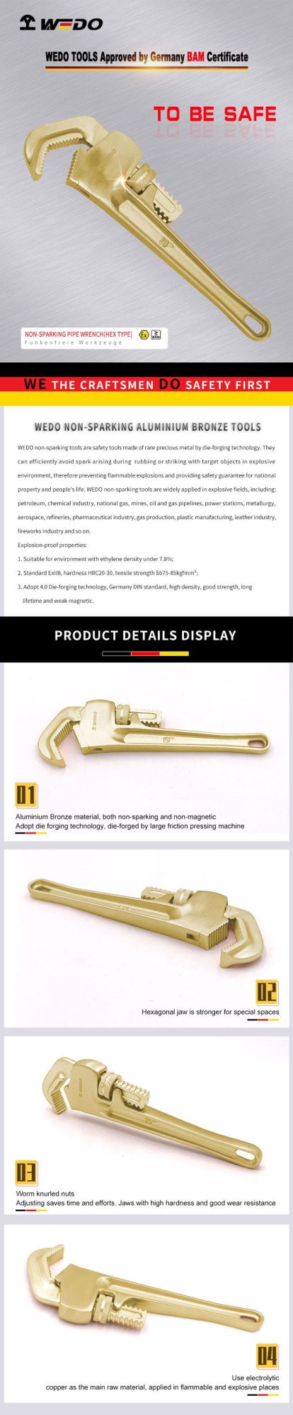 WEDO (Hex Type) Wrench, Pipe Spark-Free