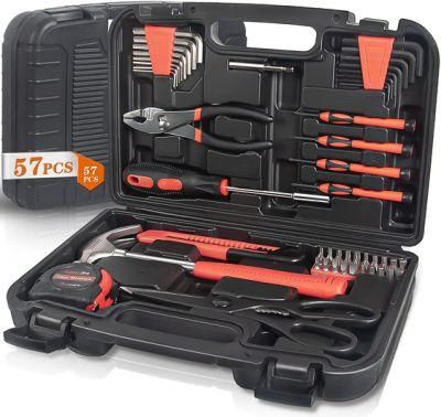 57 Pieces Household Hand Tool Kit, Professional Repair Kit with Storage Case, Anti-Slip Handle for Home, Apartment, Garage, Dorm, Office