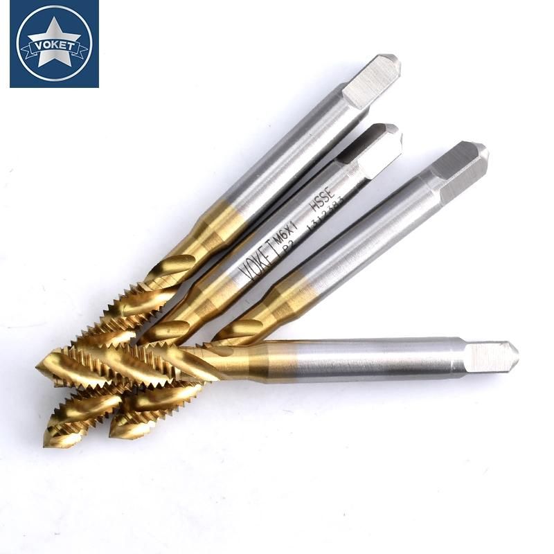 Hsse-M35 Needle Thread with Tin Spiral Fluted Tap Sm 3/32 1/8 9/64 11/64 3/16 13/64 15/64 1/4 9/32 3/8 Machine Thread Screw Tap