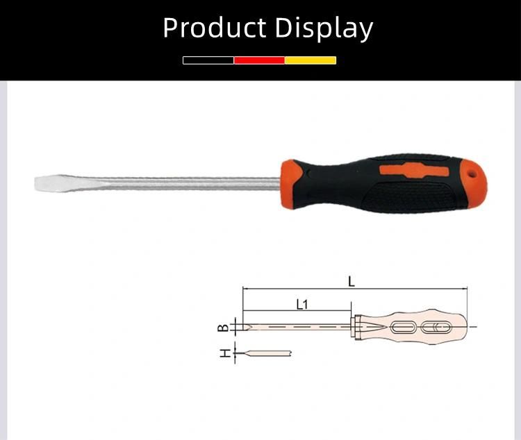WEDO Stainless Slotted Screwdriver Double Color Anti-Slip Handle Flat Screwdriver