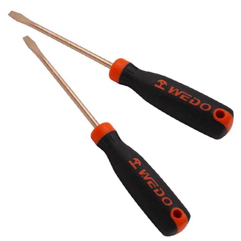 WEDO Beryllium Copper Slotted Screwdriver Non-Sparking Flat-Head Screwdriver Anti-Slip Handle