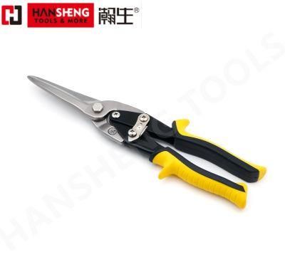 Professional Aviation Snips, Hand Tools, Hardware Tool, 10&quot;, Made of = Cr-V, Cr-Mo, Matt Finish, Nickel Plated, TPR Handle, Right and Left, Heavy Duty