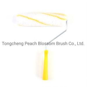 Yellow Stripe White Polyester Roller Yellow Plastic Handle Paint Roller Brush