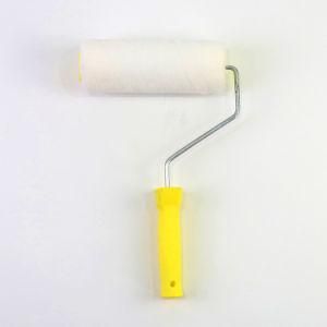 White Polyester Fiber Roller Yellow Plastic Handle Paint Roller Brush