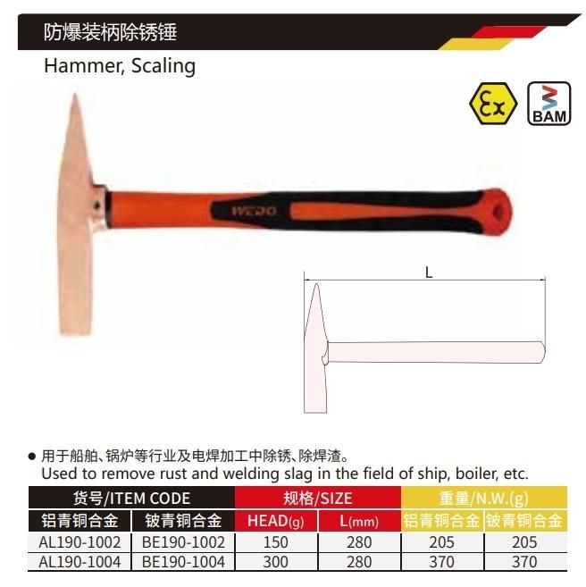 Wedo Beryllium Copper Non-Sparking Rust and Welding Slag Removal Scaling Hammer
