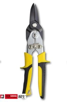 10&quot; Ideal Offset Tin Snips, Figure Tin Snips, Aviation Snips, Made of Carbon Steel, Cr-V, Matt Finish, Nickel Plated, Heavy Duty, TPR Handle, Straight,