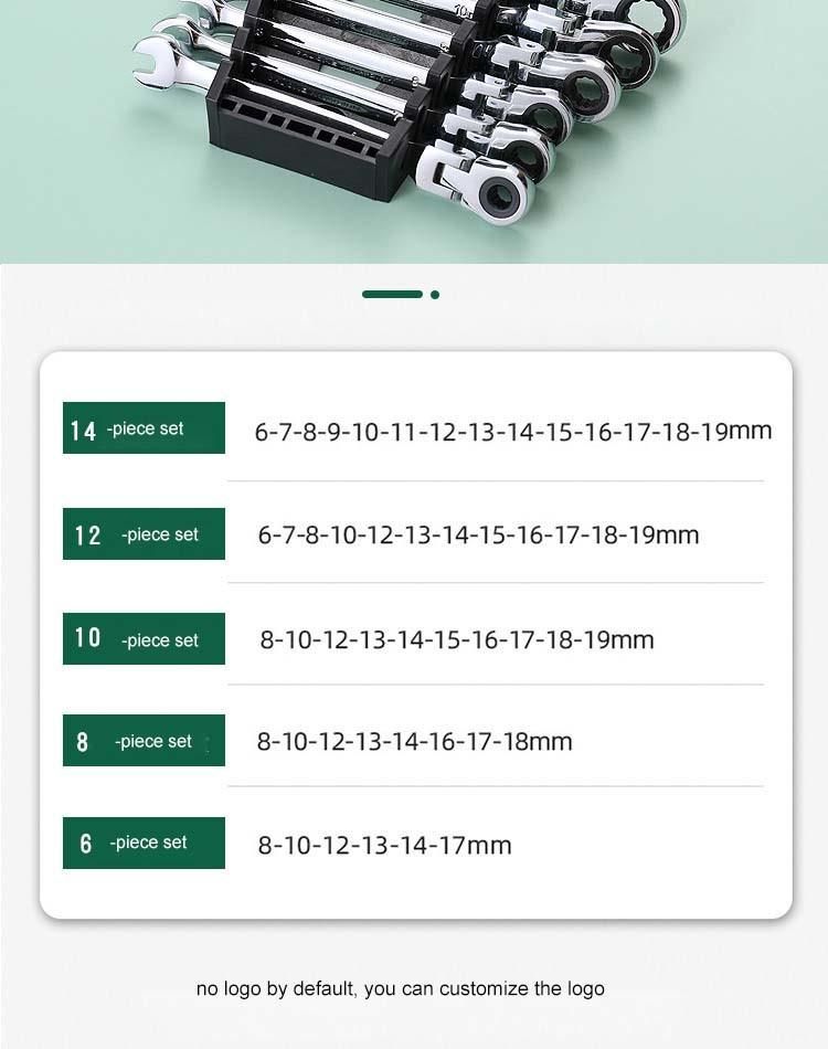 Double-Headed Dual-Use Ratchet Plum Open-End Wrench Set