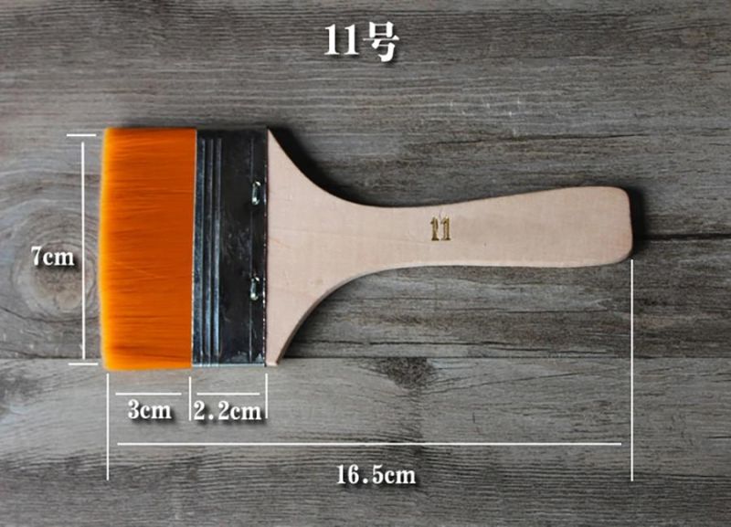 Flat Nylon Hair Wooden Penholder Oil Painting Brush