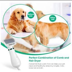 2021 New Design Pet Grooming Brush Dog Hair Dryer Adjustable Temperature 2 in 1 Pet Brush Dryer