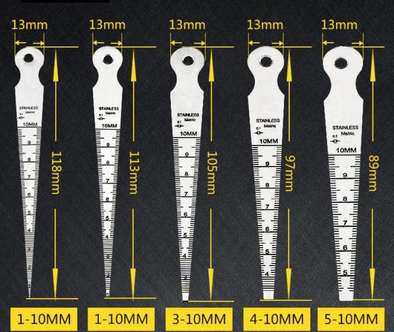 1-10mm Stainless Steel Triangle Wedge Taper Bore Feeler Gauge