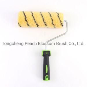 Black Stripe Polyester Fiber Yellow Roller Rubber Handle Paint Roller Brush