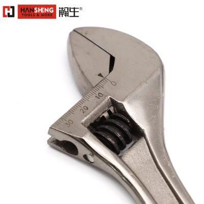 Chrome Plated, Adjustable Wrench, 6 Inch, Made of Carbon Steel, Chrome Plated, with Scale,