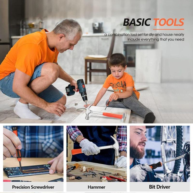 57 Pieces Household Hand Tool Kit, Professional Repair Kit with Storage Case, Anti-Slip Handle for Home, Apartment, Garage, Dorm, Office