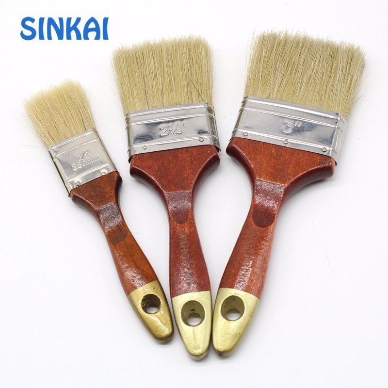White Bristle Tinplate Ferrule and Wood Handle Paint Brush