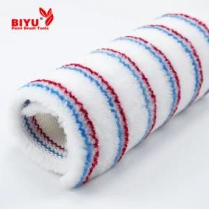 Blue and Red Striped Roller Brush on White Background Polyester Flannel Can Be Customized for Industrial Use