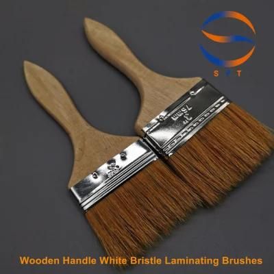 Customized Wooden Handle White Bristle Disposible Chip Laminating Brushes