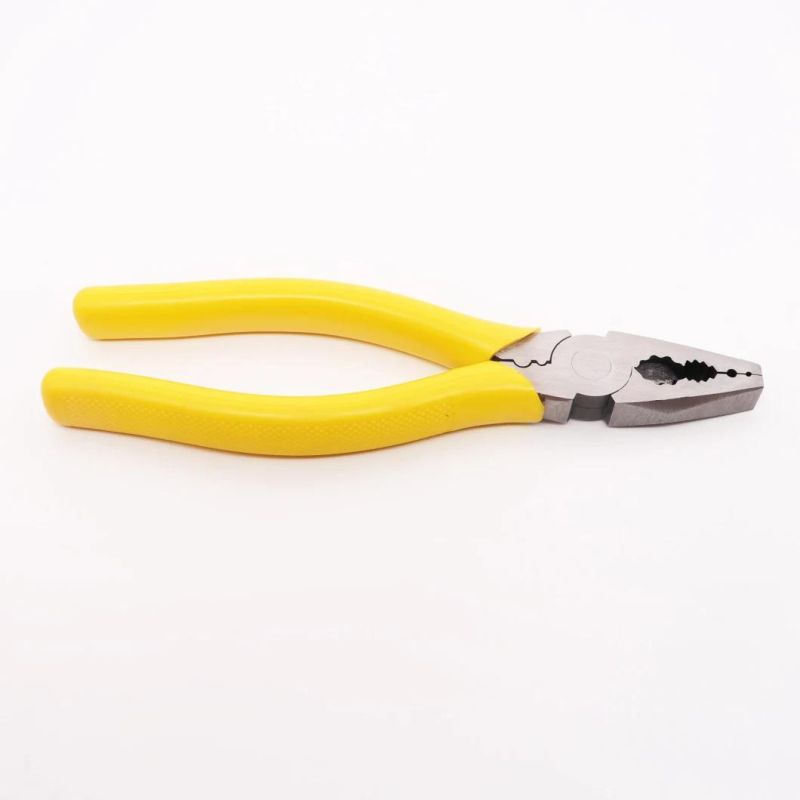 Yellow PVC Handle Durable Screw-Thread Steel Combination Pliers