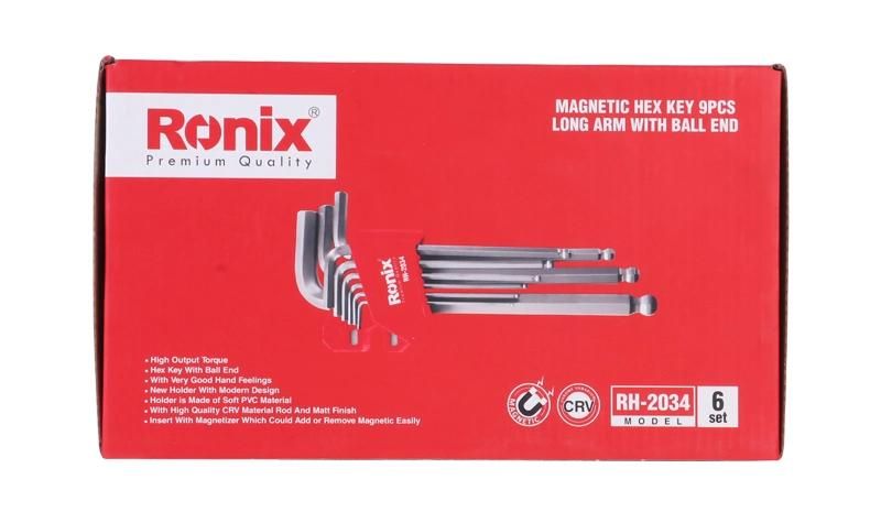 Ronix Model Rh-2034 9PCS Hand Tools Long Arm with Ball End Magnetic Hex Key