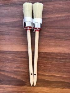 White PP Filaments Round Brush with Long Wooden Handle