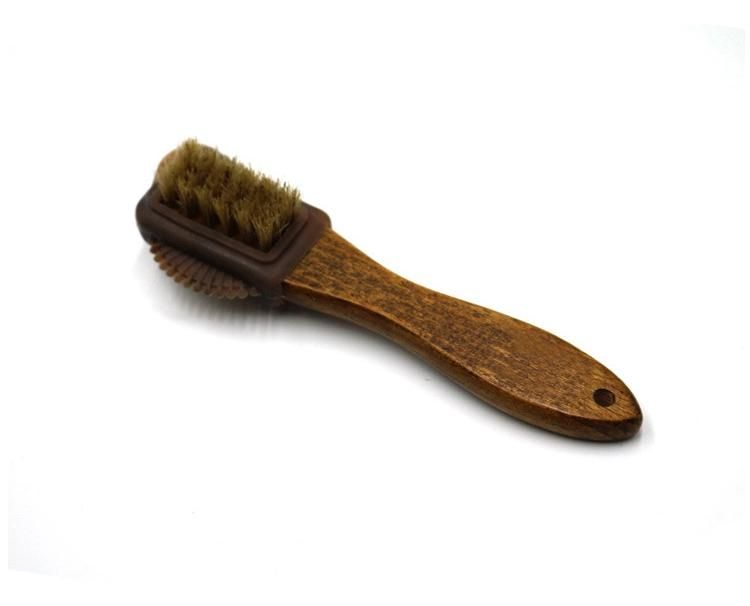 Wooden Handle Multi-Side Bristle Fur Care Shoe Brush