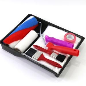 Colorful Stripes Roller Red Plastic Handle Paint Roller Brush Set