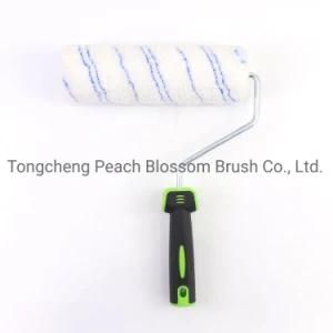 Blue Stripe Polyester Fiber White Roller Rubber Handle Paint Roller Brush