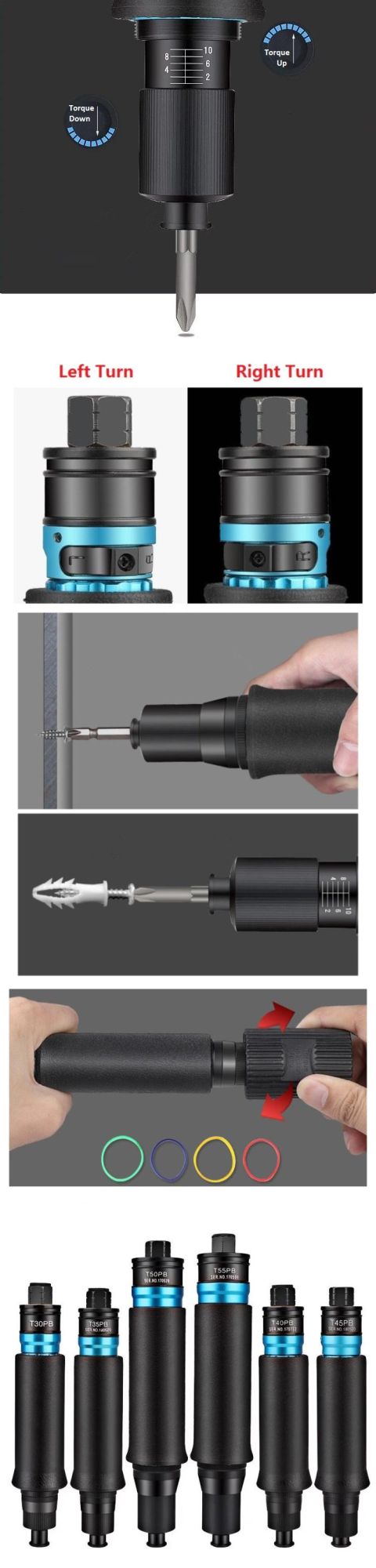 Automatic Air Screwdriver with Adjustable Torque Force (T40PB)