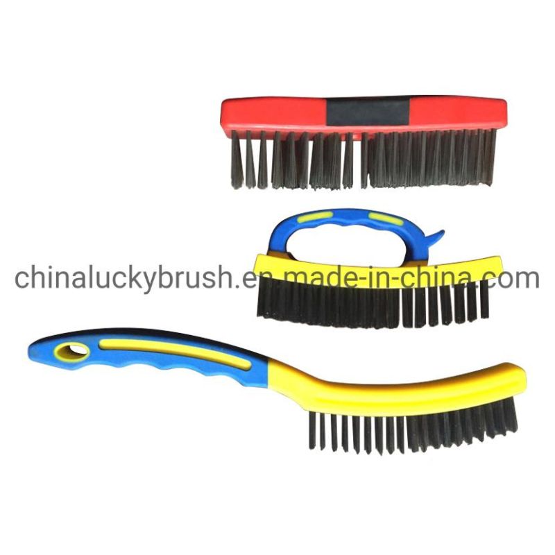 Double Colour Plastic Handle Steel Wire Set Brush/Industrial Brush Wire Brush Handle Tool Brush (YY-513)