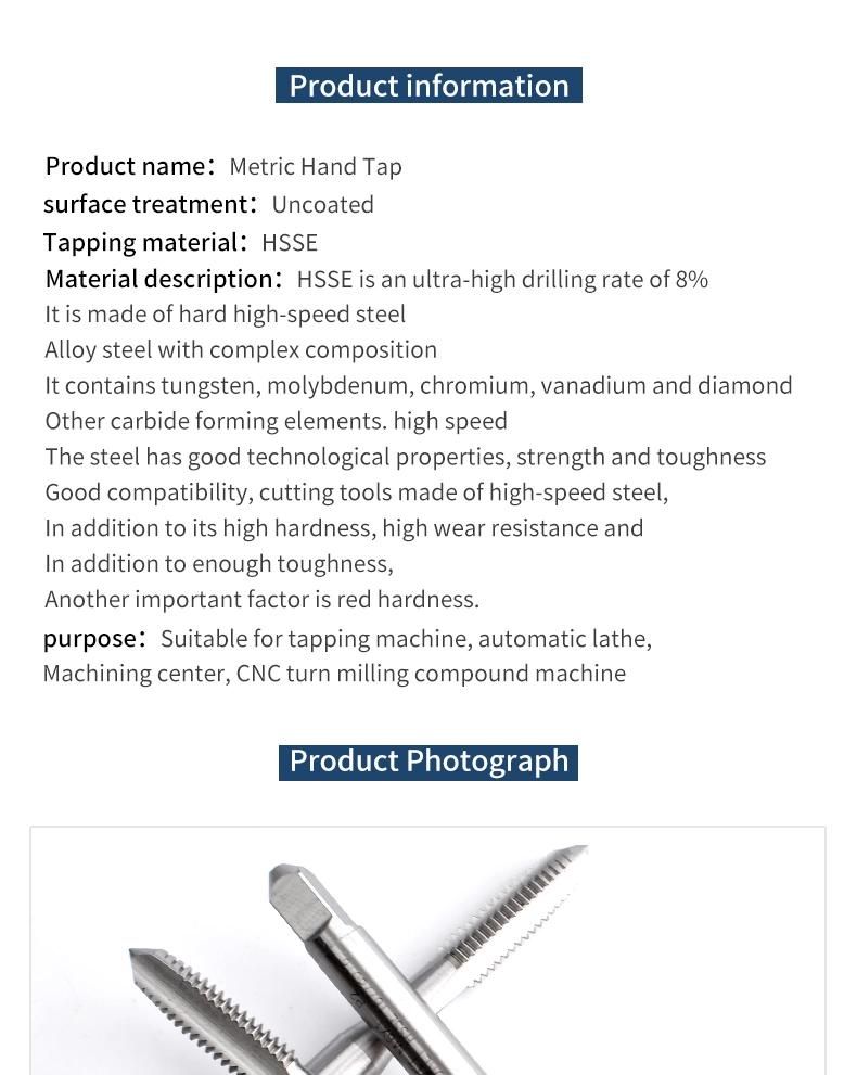 St M2*0.4 Hsse-M35 Insert Straight Groove Taps St M2 M2.5 M3 M4 M5 M6 M8 M10 M12 Machine Screw Thread Tap