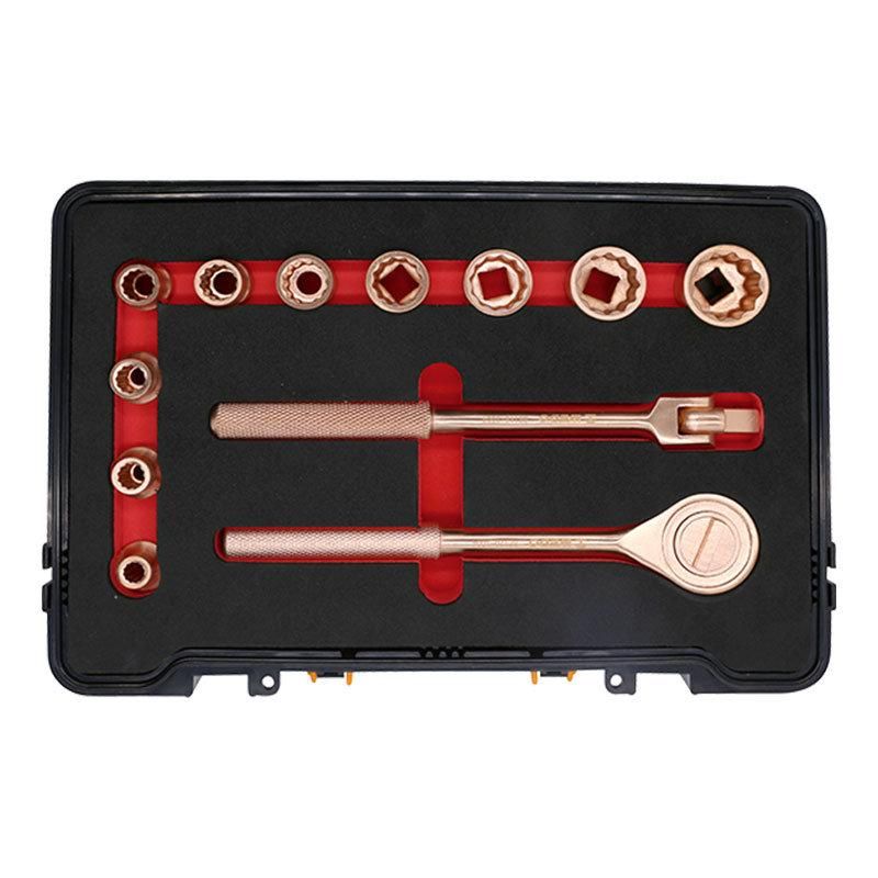 Wedo 13PCS Non-Sparking Beryllium Copper 1/2"Socket Set Spark-Free Safety Socket Tools Case