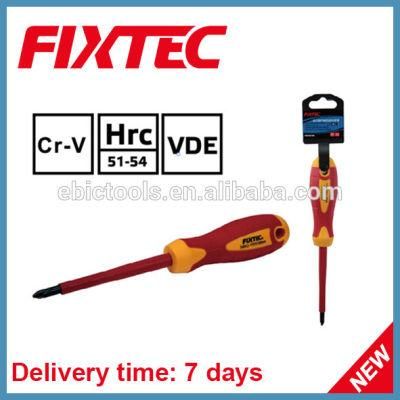 Fixtec Safety Hand Tools CRV Slotted Pozidriv Insulated Screwdriver