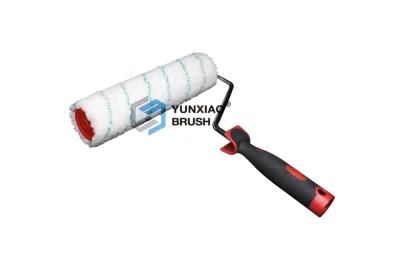 Green Stripe Microfiber Paint Roller Brush with Rubber Handle (TPR)