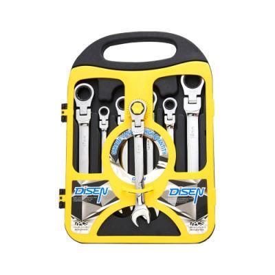7PC Ratcheting Combination Wrench Set Standard and Stubby Spanner Tool Kit