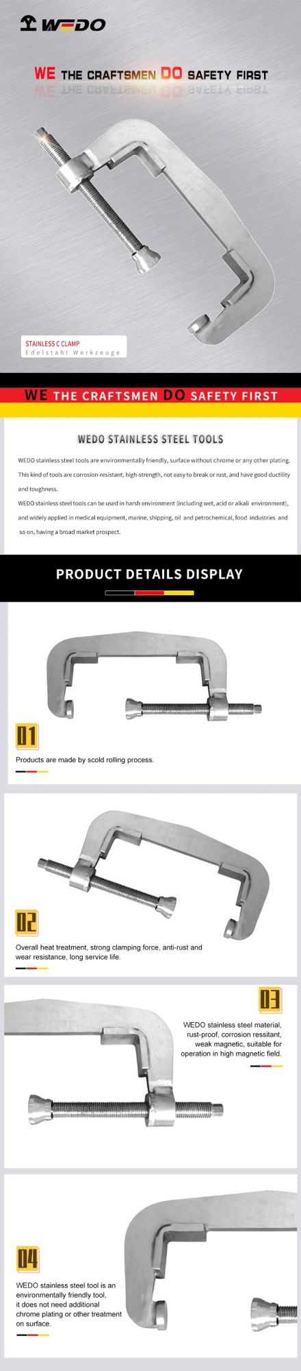 Wedo Stainless Steel C Clamps 304/316/420 Material