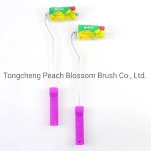 Colorful Stripes Polyester Fiber Roller Pink Long Plastic Handle Paint Roller Brush