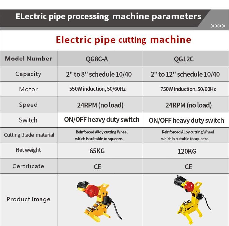 Qg12c Portable Steel Pipe Cutting Machine for Pipes to 12