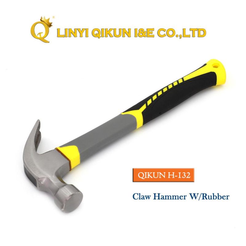 H-122 Construction Hardware Hand Tools American Type Claw Hammer with Orange Fiberglass Handle
