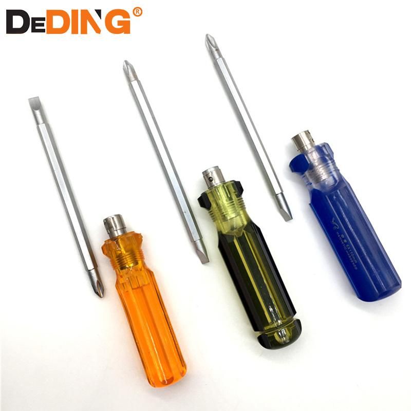 Dual Purpose Use Transparent Handle Phillips Slotted Screwdriver