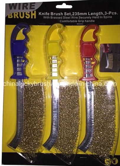 3PCS 235mm Brass Coated Wire Knife Set Brush (YY-579)