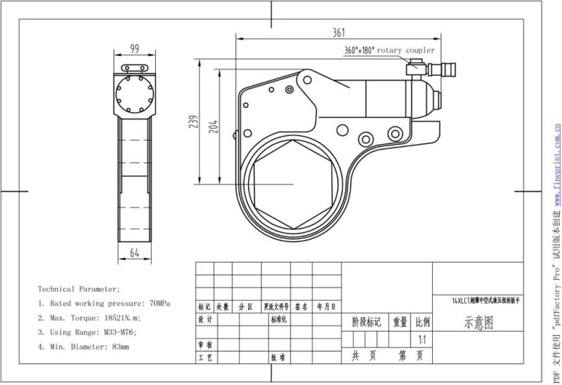 Xlct Series Hexagon Cassette Hydraulic Torque Wrench