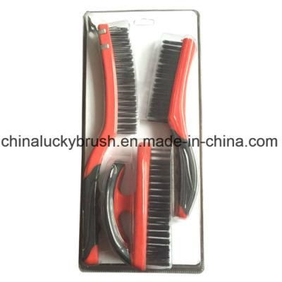 Double Colour Plastic Handle Steel Wire Set Brush/Industrial Brush Wire Brush Handle Tool Brush (YY-513)