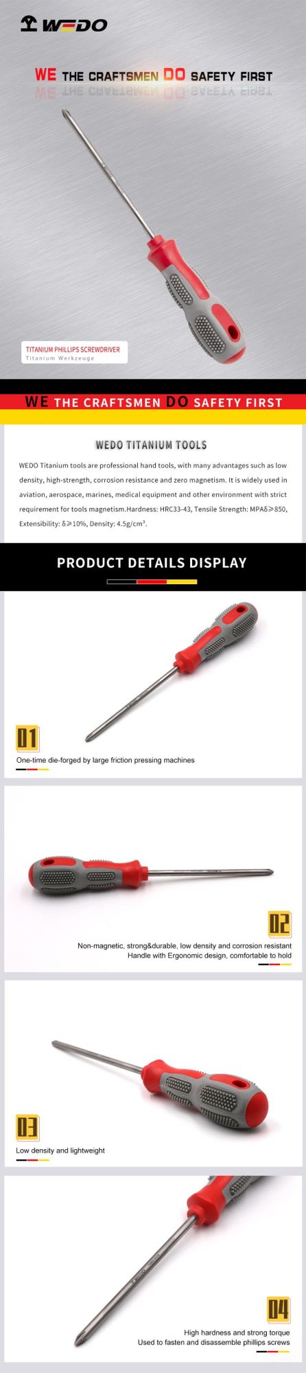 Wedo Professional Titanium Alloy Phillips Screwdriver