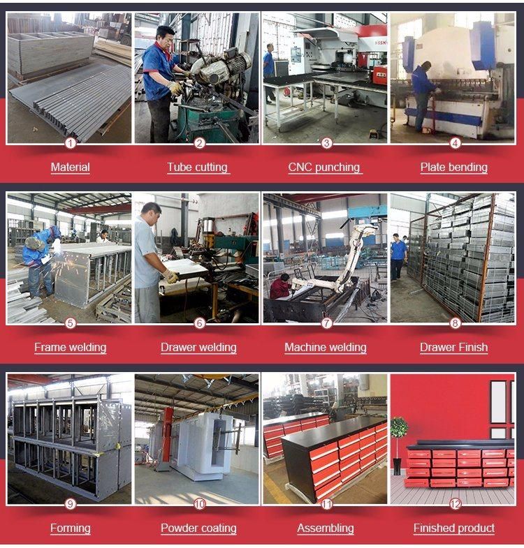 Popular Customized 10FT Heavy Duty Metal Steel Drawer Work Bench Storage Cabinet
